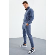 Tommy Life 85159 Yarım Fermuar Dik Yaka Lastik Paça Polar Petrol Erkek Eşofman Takımı
