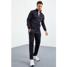 Tommy Life 85162 Lacivert Dik Yaka Fermuarlı Standart Kalıp Klasik Paça Erkek Eşofman Takımı