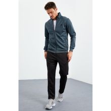 Tommy Life 85162 Orman Yeşil Siyah Dik Yaka Fermuarlı Standart Kalıp Klasik Paça Erkek Eşofman Takımı