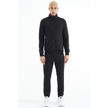 Tommy Life 85178 Siyah Dik Yaka Fermuarlı Gizli Cepli Jogger Erkek Eşofman Takım