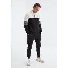 Tommy Life 85186 Siyah Dik Yaka Renk Geçişli Baskı Detaylı Standart Kalıp Erkek Eşofman Takımı