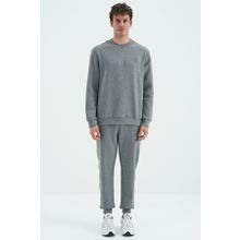 Tommy Life 85190 Gri Melanj O Yaka Rahat Kalıp Şardonlu Basic Jogger Erkek Eşofman Takımı