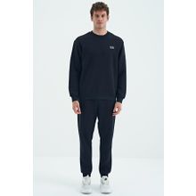 Tommy Life 85190 Lacivert O Yaka Rahat Kalıp Şardonlu Basic Jogger Erkek Eşofman Takımı