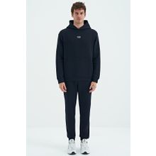 Tommy Life 85192 Lacivert Kapüşonlu Kanguru Cepli Rahat Kalıp Şardonlu Jogger Erkek Eşofman Takımı