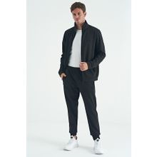 Tommy Life 85198 Koyu Gri Dik Yaka Fermuarlı Jogger Rahat Form Erkek Eşofman Takımı