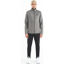 Tommy Life 85199 Koyu Gri Siyah Fermuarlı Dik Yaka Gizli Cepli Erkek Eşofman Takımı