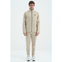 Tommy Life 85209 Bej Dik Yaka Gizli Cep Detaylı Standart Kalıp Erkek Eşofman Takımı