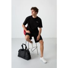 Tommy Life 85250 Siyah Pamuklu Kalın Yumuşak Dokulu Oversize Fit Nakışlı Erkek Şortlu Takım
