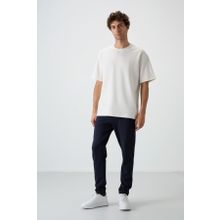 Tommy Life 85251 Ekru Lacivert Pamuklu Kalın Yumuşak Dokulu Oversize Fit Basic Erkek Eşofman Takımı