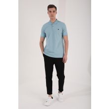 Tommy Life 87768 Basic Gögüs Logolu Standart Kalıp Triko Polo Yaka Buz Mavi Erkek T-shirt