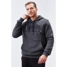 Tommy Life 87839 Antrasit Melanj Nakışlı Kanguru Cep Standart Kalıp Kapüşonlu Erkek Sweatshirt