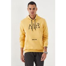 Tommy Life 87839 Hardal Nakışlı Kanguru Cep Standart Kalıp Kapüşonlu Erkek Sweatshirt