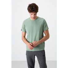 Tommy Life 87911 Basic Kısa Kol Standart Kalıp O Yaka Açık Yeşil Erkek T-Shirt