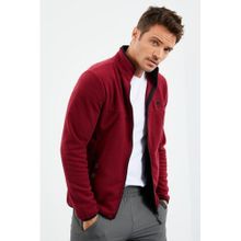 Tommy Life 87992 Erguvan Erkek Yazı Nakışlı Dik Yaka Fermuarlı Standart Kalıp Sweatshirt Polar