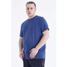 Tommy Life 88072 Basic Kısa Kol O Yaka Büyük Beden İndigo Erkek T-shirt