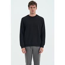 Tommy Life 88137 Siyah O Yaka Şardonlu Rahat Form Basic Erkek Sweatshirt