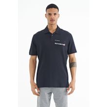 Tommy Life 88236 Lacivert Yazı Baskılı Standart Form Polo Yaka Erkek T-shirt