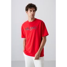 Tommy Life 88345 Fiesta Pamuklu Kalın Yumuşak Dokulu Oversize Fit Baskılı Erkek T-shirt