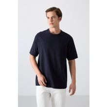 Tommy Life 88349 Lacivert Pamuklu Kalın Yumuşak Dokulu Oversize Fit Basic Erkek T-Shirt