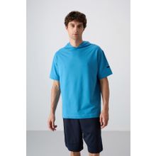 Tommy Life 88352 Petrol Mavi Pamuklu Kalın Yumuşak Dokulu Oversize Fit Basic Erkek T-shirt