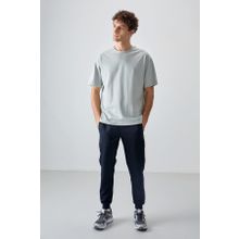 Tommy Life 88353 Taş %100 Pamuk Kalın Yumuşak Dokulu Oversize Fit Basic Erkek T-Shirt