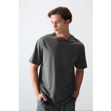 Tommy Life 88377 Haki Pamuklu Kalın Yumuşak Dokulu Oversize Fit Basic Erkek T-shirt