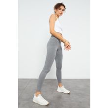 Tommy Life 94011 Yüksek Bel Toparlayıcı Slim Fit Dar Paça Gri Melanj Kadın Tayt