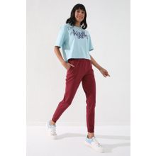 Tommy Life 94561 Yüksek Bel Jogger Rahat Form Manşetli Bordo Kadın Eşofman Alt