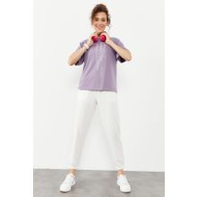 Tommy Life 94583 Cepli Yüksek Bel Rahat Form Lastik Paça Ekru Kadın Eşofman Alt