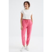 Tommy Life 94622 Şeker Pembe Yüksek Bel Basic Bağcıklı Jogger Polar Kadın Eşofman Altı