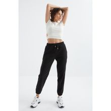 Tommy Life 94622 Siyah Cepli Bağcıklı Jogger Rahat Form Polar Kadın Eşofman Altı