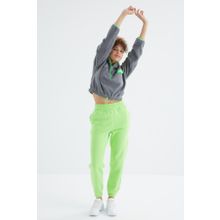 Tommy Life 94624 Fıstık Yeşil Yüksek Bel Rahat Form Basic Jogger Kadın Eşofman Alt