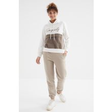 Tommy Life 94624 Koyu Bej Yüksek Bel Rahat Form Basic Jogger Kadın Eşofman Alt