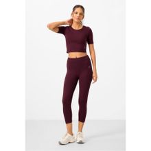 Tommy Life 95285 Bordo Kadın Yüksek Bel Kapri-Crop T-Shirt Slim Fit Tayt Takım