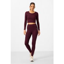 Tommy Life 95286 Bordo Kadın Yüksek Bel Uzun Kollu Slim Fit Crop Top Tayt Takım