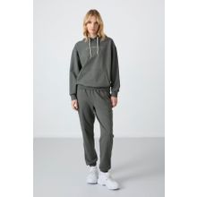 Tommy Life 95288 Kapüşonlu Kanguru Cep Oversize Lastik Paça Çağla Kadın Eşofman Takımı