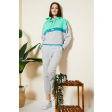 Tommy Life 95327 Taş Kapüşonlu Renk Bloklu Kadın Eşofman Takım