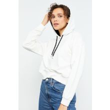 Tommy Life 97115 Ekru Klasik Kapüşonlu Kadın Sweatshirt