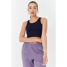 Tommy Life 97160 Basic Sıfır Kol Dar Kalıp U Yaka İndigo Kadın Crop Top