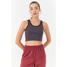 Tommy Life 97162 Basic Sıfır Kol Dar Kalıp U Yaka Mor Kadın Crop Top