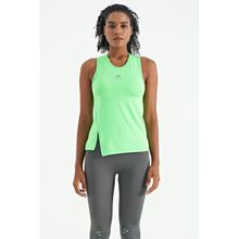 Tommy Life 97256 Neon Yeşil Yırtmaç Detaylı O Yaka Sfır Kollu Standart Kalıp Kadın Spor Atlet