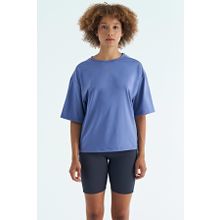 Tommy Life 97263 Eflatun O Yaka Baskı Detaylı Oversize Kısa Kol Kadın T-Shirt