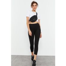 Tommy Life T10BY-93097_01 Siyah Kadın Yüksek Bel Slim Fit Dar Paça Kapri Tayt
