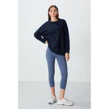 Tommylife 93097 Petrol Yüksek Bel Slim Fit Dar Paça Kadın Kapri Tayt