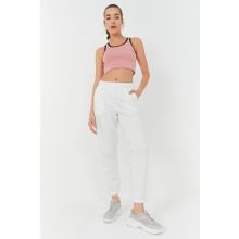 Tommylife 97162 Pudra Basic Sıfır Kol Dar Kalıp U Yaka Kadın Crop Top Atlet