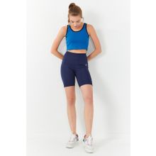 Tommylife 97162 Turkuaz Kadın Basic Sıfır Kol Dar Kalıp U Yaka Crop Top Bluz
