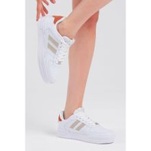 Tonny Black TBKA10 Bej Yanı Çizgili Bağcıklı Rahat Kalıp Unisex Beyaz Sneaker