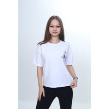 Toontoy 24974 Kız Çocuk Baskılı Bisiklet Yaka Düşük Omuz Kısa Kollu Tişört