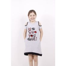 Toontoy Be Wh Are Baskılı Gri Melanj Kız Çocuk Elbise