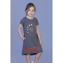 Toontoy I Want It All Baskılı Antrasit Melanj Kız Çocuk Elbise